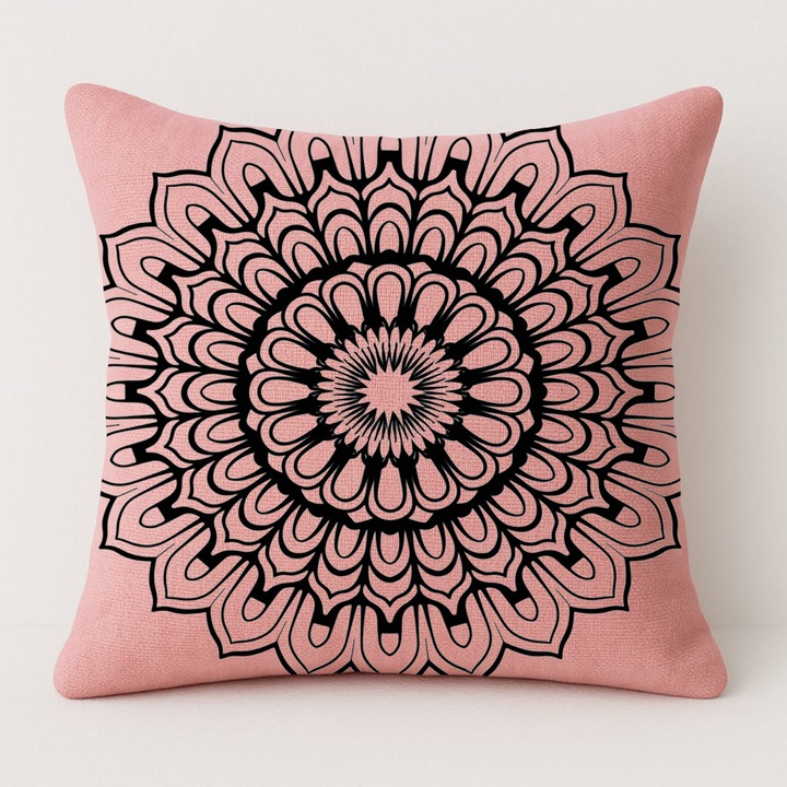 Set pernă și față de pernă, 50x50cm, roz, medie fermitate