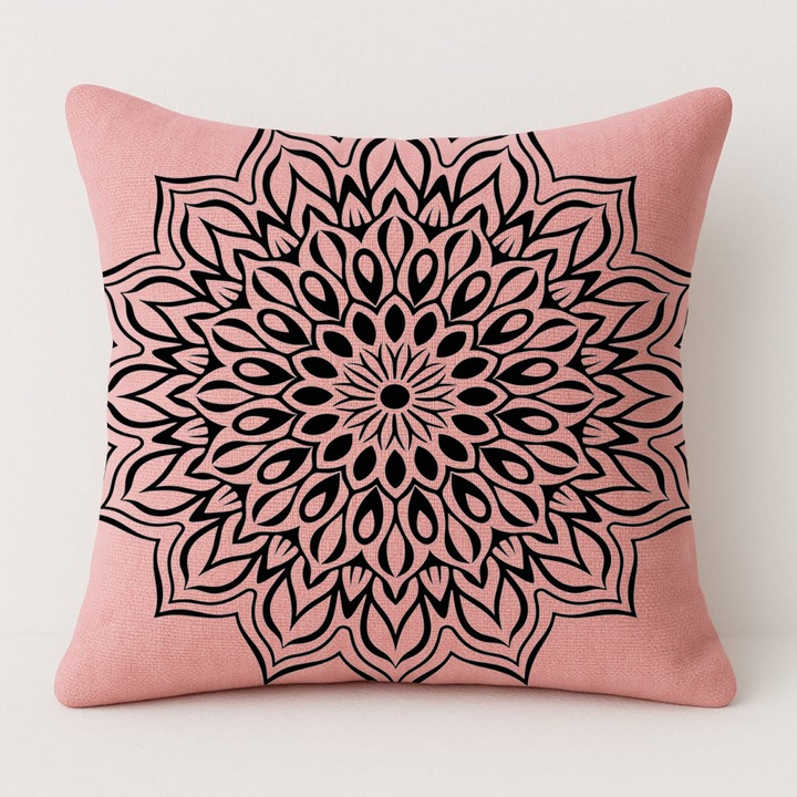 Set pernă și față de pernă, roz, 50x50cm, bumbac, mediu