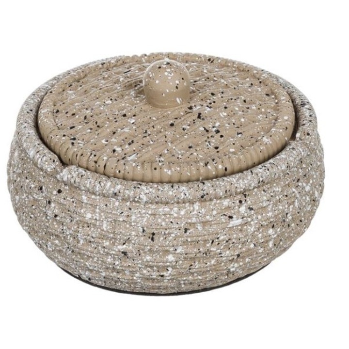 Kerek cement hamutartó homokhatású tetővel és csúszásgátló aljjal – 11x5 cm átmérő, natúr mintázat