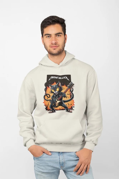 Hanorac unisex D&B ZN00013 Meowtallica Crem - Marimea XL