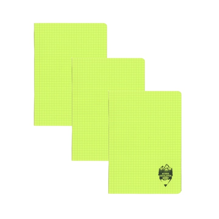 Set 3 x Caiet Daco A5, 48 file, 70g/mp, verde neon