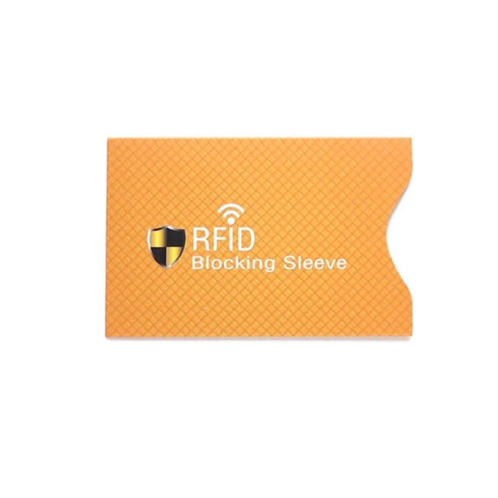 Комплект от 2 RFID защити за банкови карти - Блокира неволни или злоупотребяващи плащания, Срещу електронни джебчийства, Жълт, UnderShop®