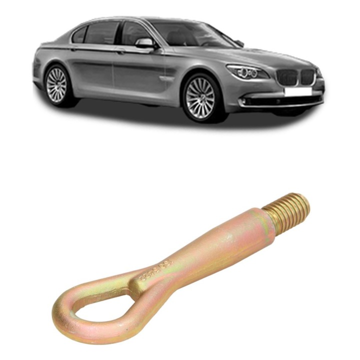 Cui carlig remorcare, tractare auto pentru BMW Seria 7 (F01, F02, F03, F04) 2008 - 2015, Otel, Cri-Flo, 4 Stickere