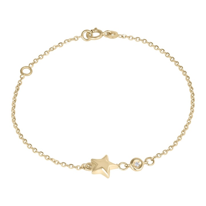 Bratara pentru Copii din Aur de 18K cu Diamant Natural si Stea, Sandra Ferretti, 0.93 g