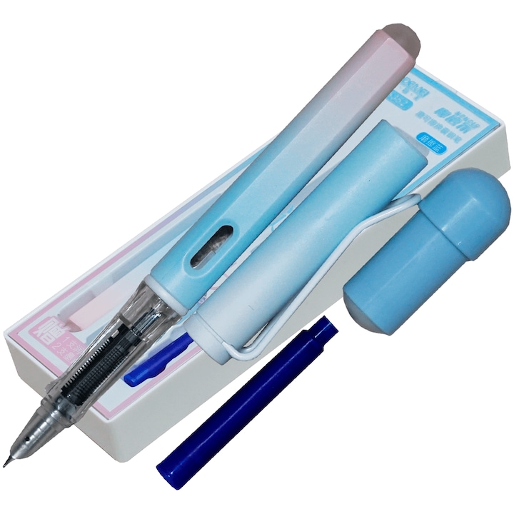 Stilou cu cerneala termosensibila si penita ascunsa, 2 rezerve si umezitor