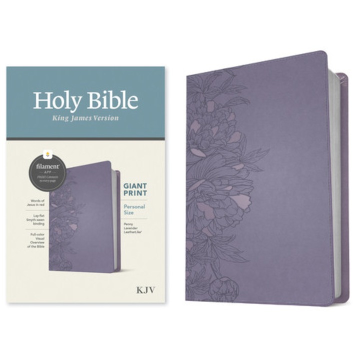 KJV Personal Size Giant Print Bible, Filament Enabled Edition Leatherlike, Peony Lavender, Tyndale
