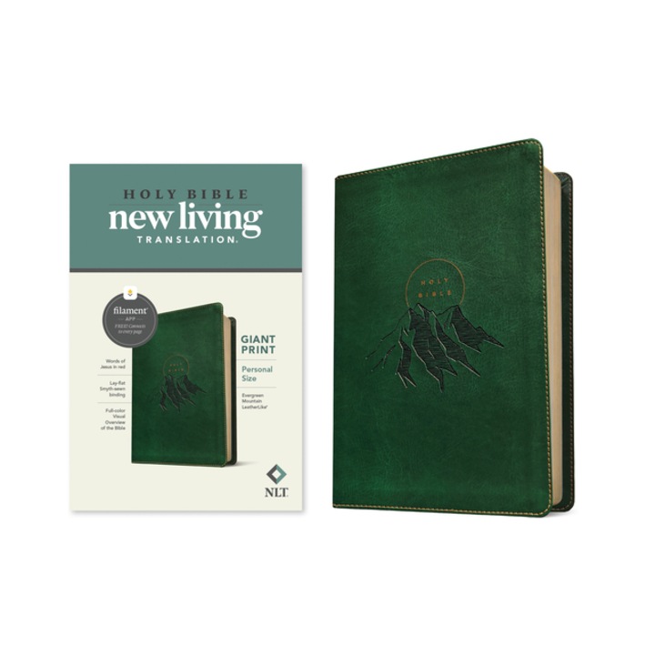 NLT Personal Size Giant Print Bible, Filament Enabled Edition Leatherlike, Evergreen Mountain, Tyndale