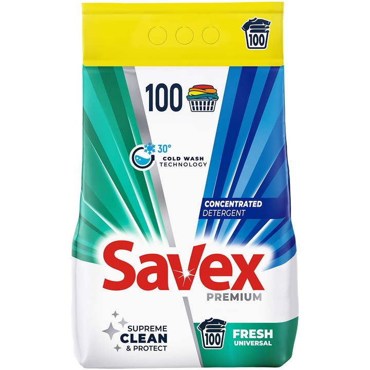 Detergent pudra Savex Premium Fresh, 8kg, 100 de spalari