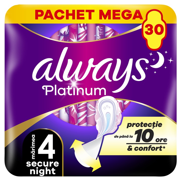 Absorbante Always Platinum Secure Night Quatro Pack, 30 buc