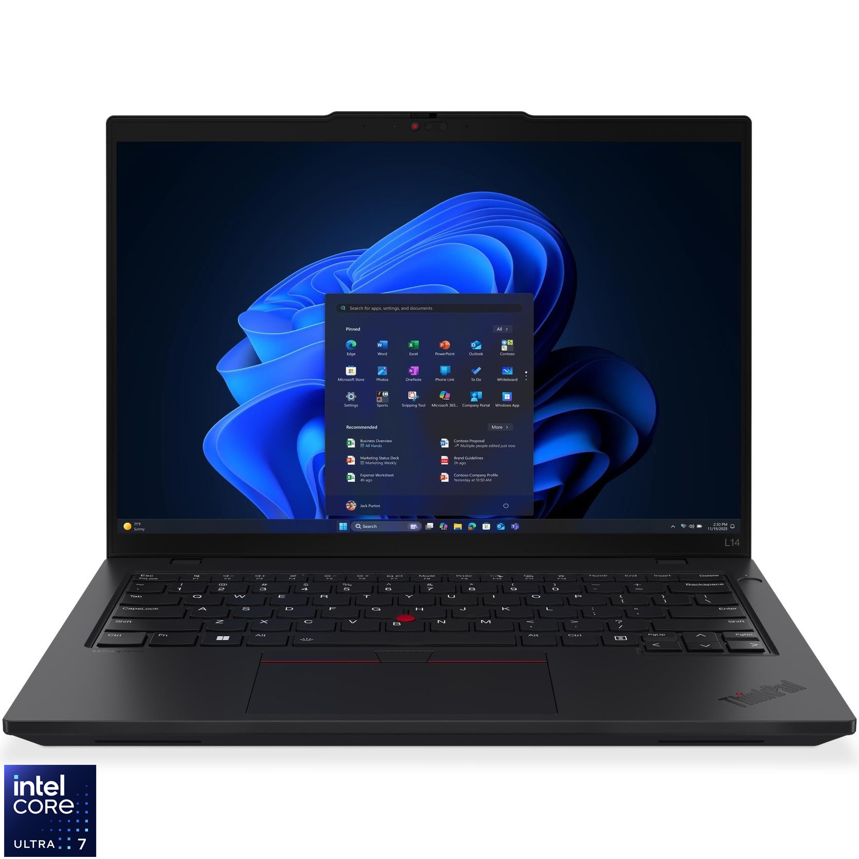 Laptop Lenovo ThinkPad L14 Gen 6 cu procesor Intel® Core Ultra 7 255U pana la 5.2GHz, 14" WUXGA , IPS, 16GB DDR5 RAM, 512GB SSD, Intel® Graphics, Windows® 11 Pro, Black, 3y on-site Premium Care