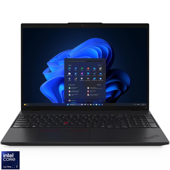 Laptop Lenovo ThinkPad L16 Gen 2 cu procesor Intel® Core Ultra 7 255U pana la 5.2GHz, 16" WUXGA , IPS, 32GB DDR5 RAM, 1TB SSD, Intel® Graphics, Windows® 11 Pro, Black, 3y on-site Premium Care