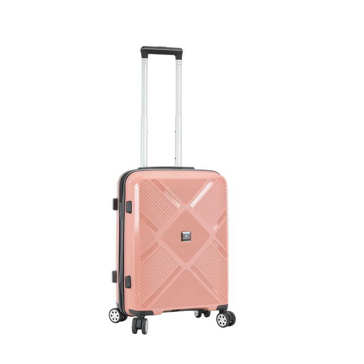 Куфар Madisson SW53103, за ръчен багаж, 55x38x21 см, ръчен багаж, 100% полипропилен, заключване, 4 колела, въртящи се на 360°, розова