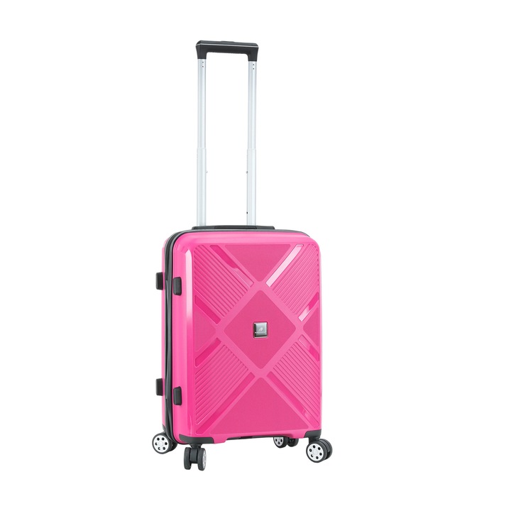 Куфар Madisson SW53103, за ръчен багаж, 55x38x21 см, ръчен багаж, 100% полипропилен, заключване, 4 колела на 360°, цвят фуксия