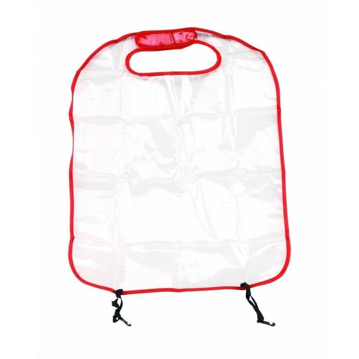 Protectie spatar scaun BOTTARI Salva Sedile 12199BT, PVC transparent, cu margine rosie, 58 x 44 cm, montare cu benzi elastice