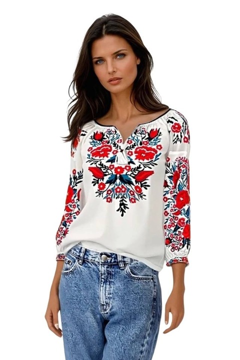 Bluza dama RA25A, Alb/Gri