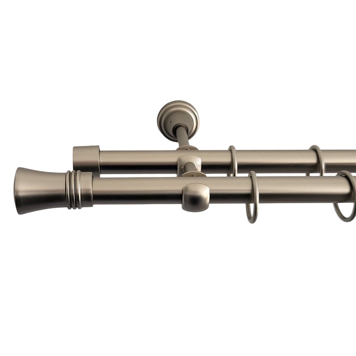 Galerie metalica Capri, Dubla, 19mm x 140 cm, Set Complect, Calitate Superioara, Montaj Usor, Potrivita pentru orice Decor