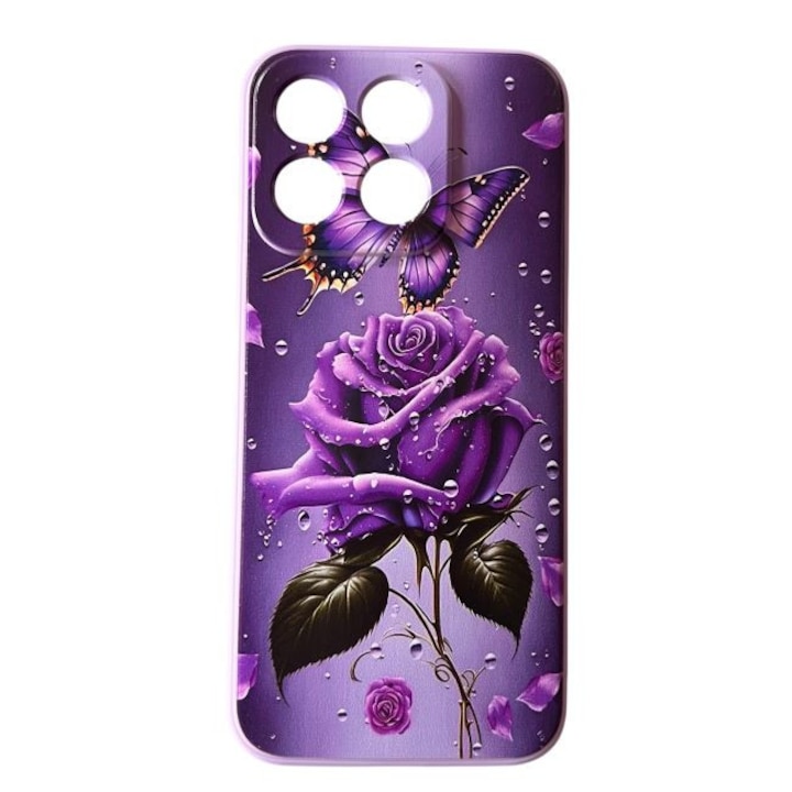Puha TPU tok, kompatibilis a Honor X8b-vel, Purple Rose dizájn