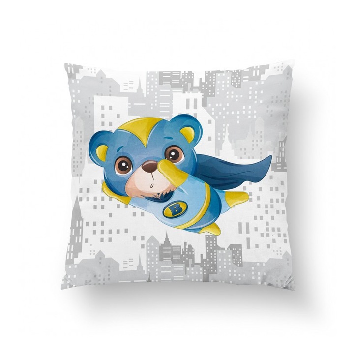 Material textil, Panou de bumbac 38x38 cm Hero Teddy Bear albastru, bumbac 100%