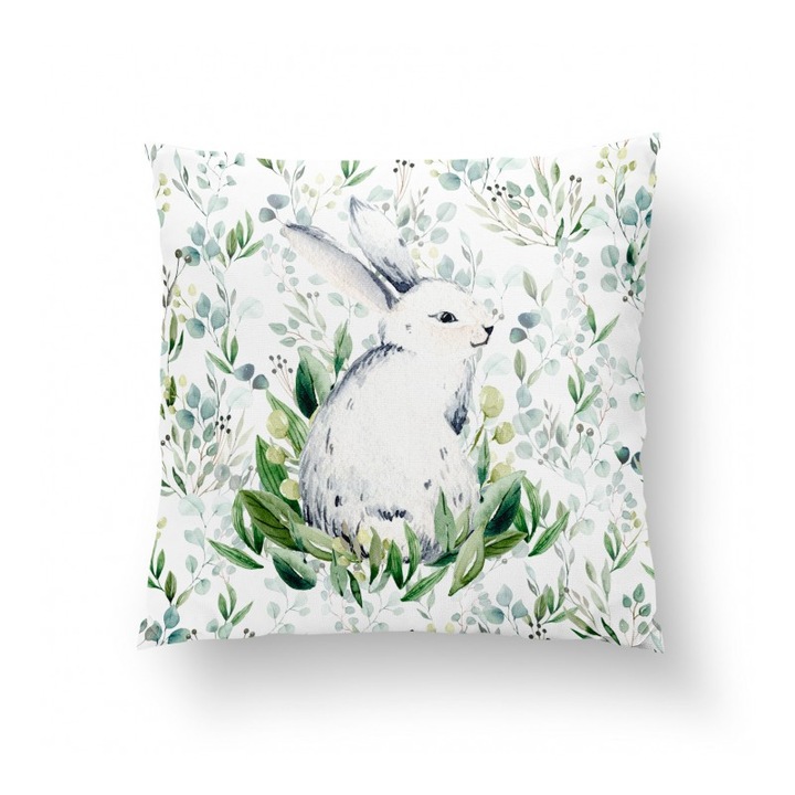 Material textil, Panou de bumbac 38x38 cm Iepure pe verde, bumbac 100%