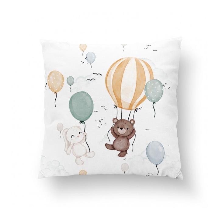 Material textil, Panou de bumbac 38x38 cm Up and Away Ursulet de plus si iepuras, bumbac 100%