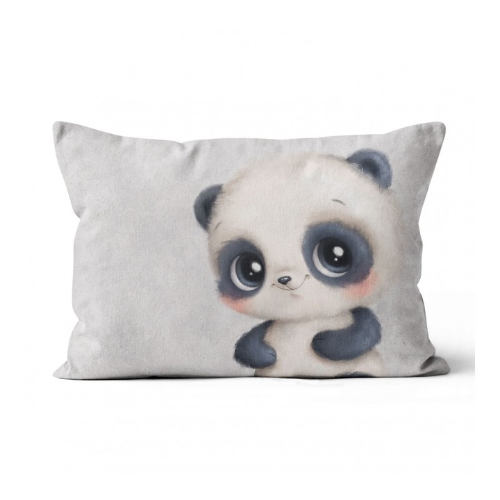 Material textil, Panou de bumbac 30x40 cm Mici dulciuri gri Panda, bumbac 100%