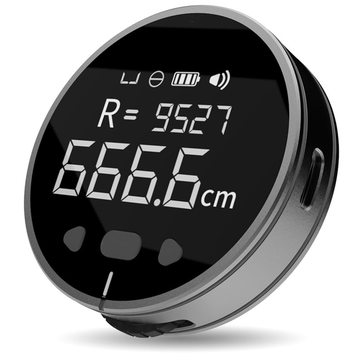 Ruleta Electronica Digitala cu Afisaj LCD, Masurare de Inalta Precizie, pentru Suprafete Plate, Curbe, Diametre si Forme Neregulate, Reincarcabila USB, 8 in 1
