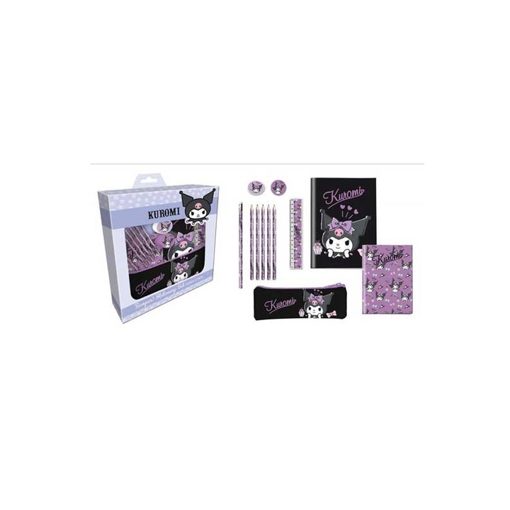 Set accesorii scolare Graffiti, 5 creioane colorate, 1 guma, 1 ascutitoare, 1 rigla, multicolor, A5