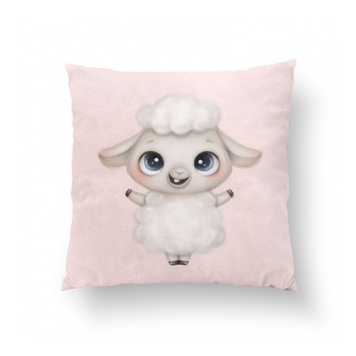 Material textil, Panou de bumbac 38x38 cm Mici dulciuri Oaie roz, bumbac 100%