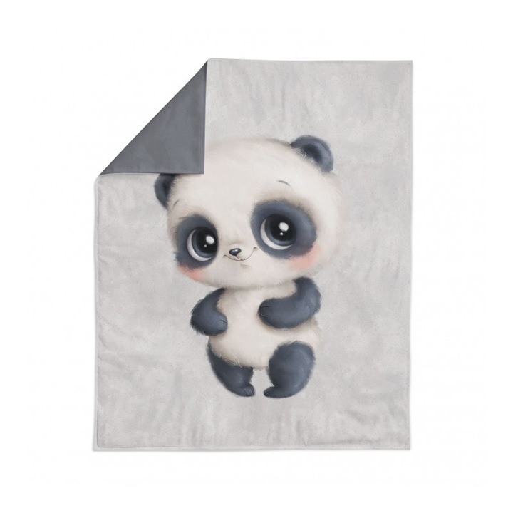 Material textil, Panou de bumbac 75x100 cm Mici dulciuri gri: Panda, bumbac 100%