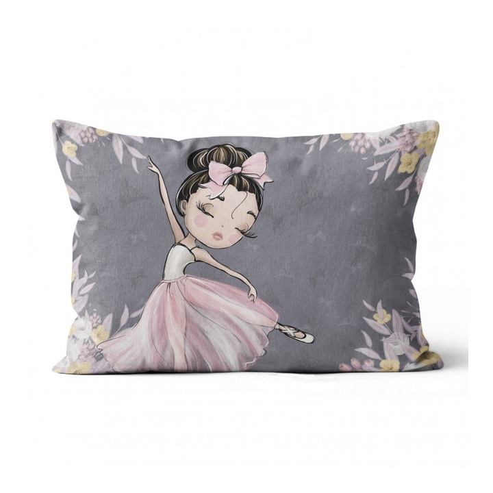 Material textil, Panou de bumbac 30x40 cm Mica balerina pe gri, bumbac 100%