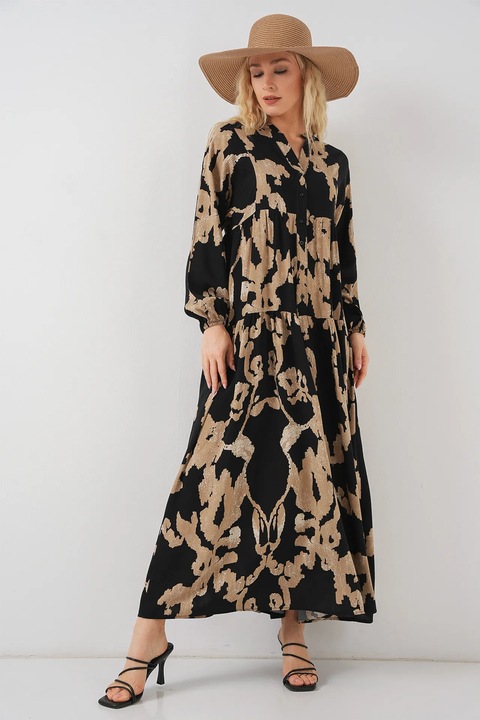 Rochie maxi, HiCCUP, imprimeu, decolteu in V