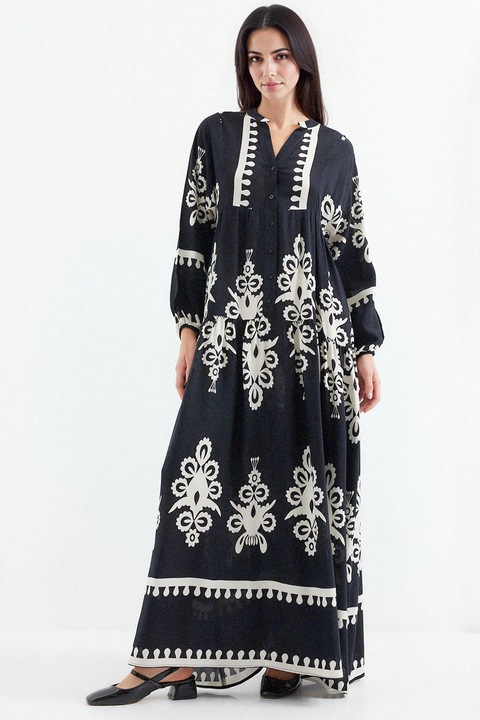 Дамска макси рокля HiCCUP, вискоза,,,,,,,,,, Черен