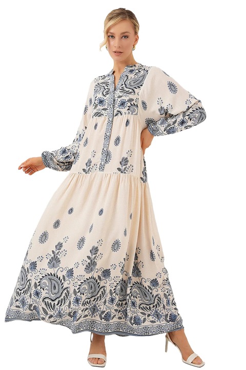 Макси рокля, HiCCUP, тъмносин/бежов, Тъмносин