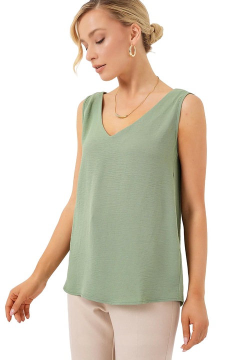 Дамски потник, HiCCUP, Полиестер/Еластан, Зелен, V-образно деколте