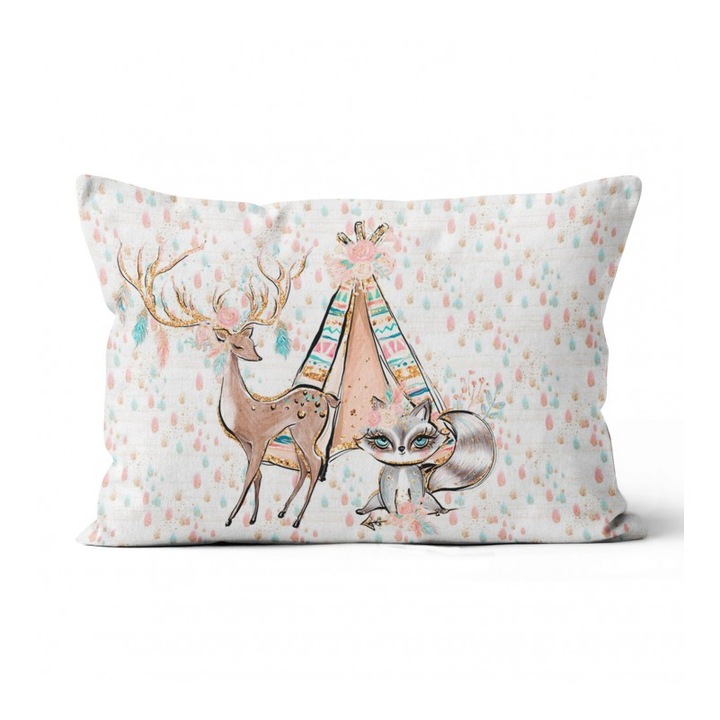 Material textil, Panou de bumbac 50x50 cm Panou lat L: Boho Girl Tipi, bumbac 100%