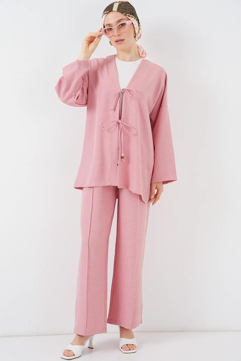 Compleu dama HiCCUP, decolteu in V, viscoza/in, roz