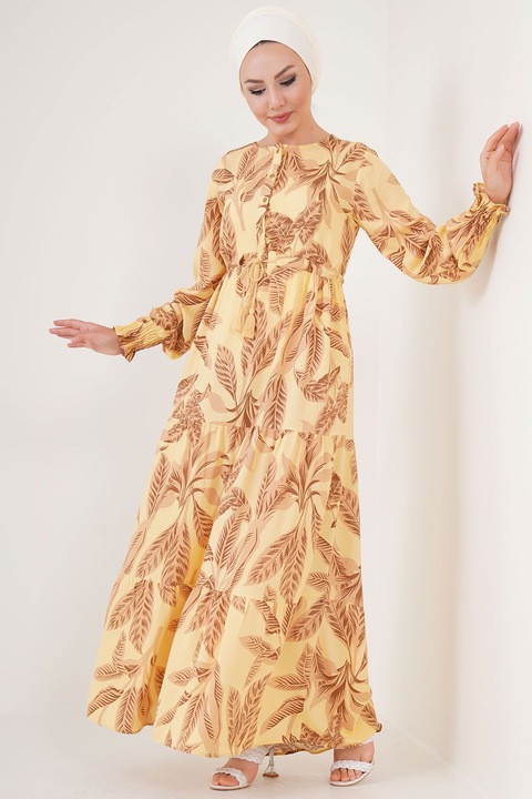 Макси рокля, HiCCUP, кръгла, жълта, вискоза, Лимонено жълто