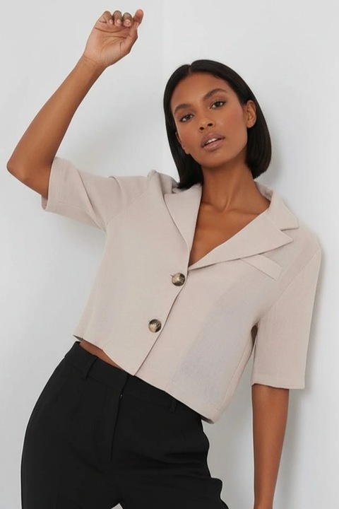 Sacou dama HiCCUP, poliester/lycra, croiala dreapta, bej