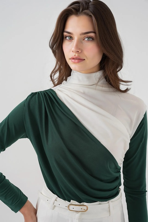 Bluza dama, HiCCUP, Poliester/Elastan, Verde/Alb