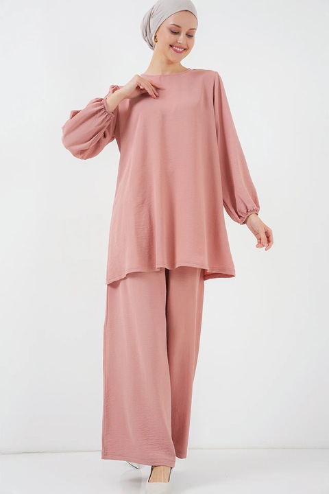 Set tunica si pantaloni dama, HiCCUP, poliester/elastan, roz