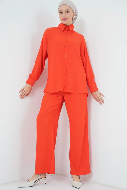 Compleu dama, HiCCUP, 2 piese, supradimensionat, poliester/elastan, portocaliu