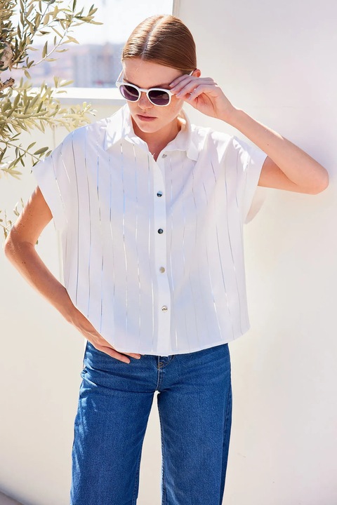 Női ing, HiCCUP, csíkos, fehér, poliészter