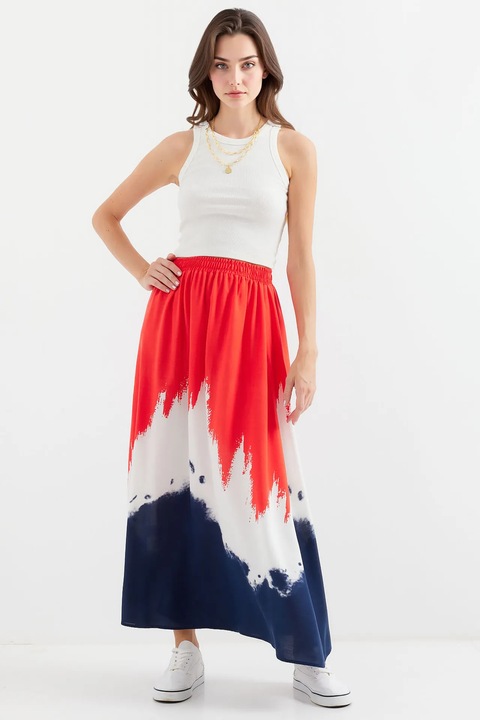 Макси пола HiCCUP, еластична талия, градиентен модел, многоцветна, вискоза
