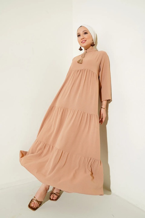 Rochie maxi dama, HiCCUP, poliester/lycra, lejera, maro