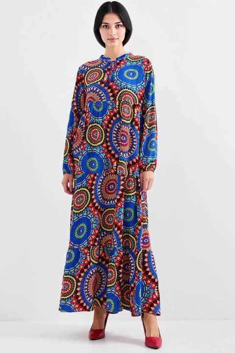 Rochie maxi dama, HiCCUP, poliester/lycra, lejera, multicolor, Albastru