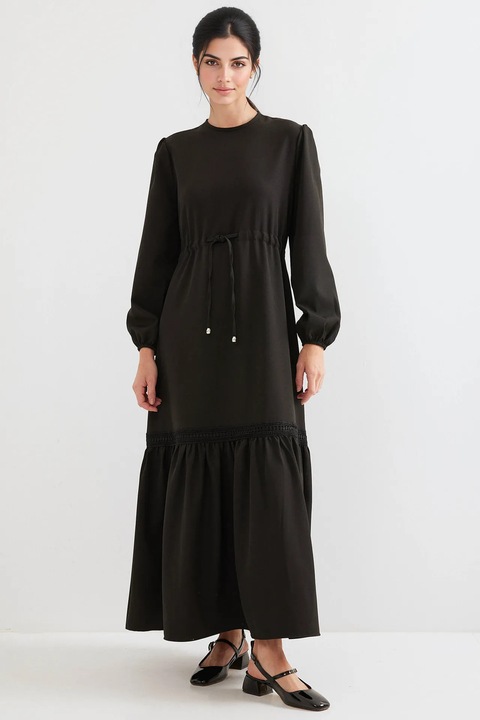 Rochie maxi HiCCUP cu funda si snur, Negru