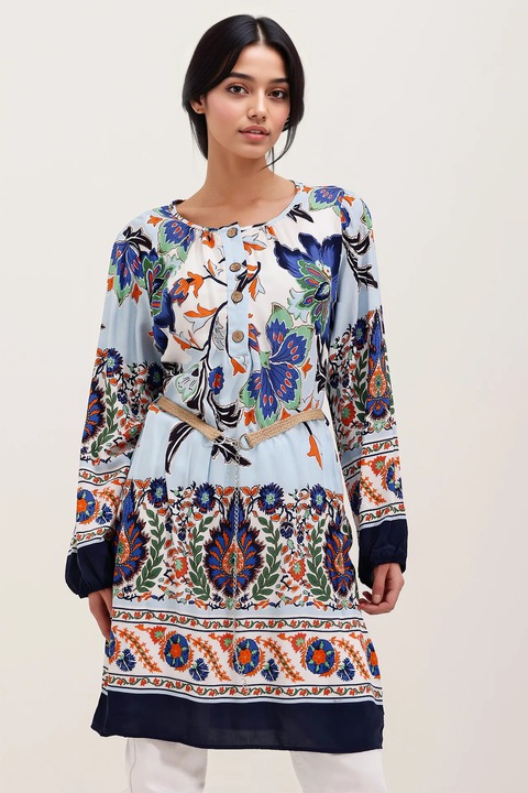 Rochie mini dama HiCCUP multicolor, Albastru marin