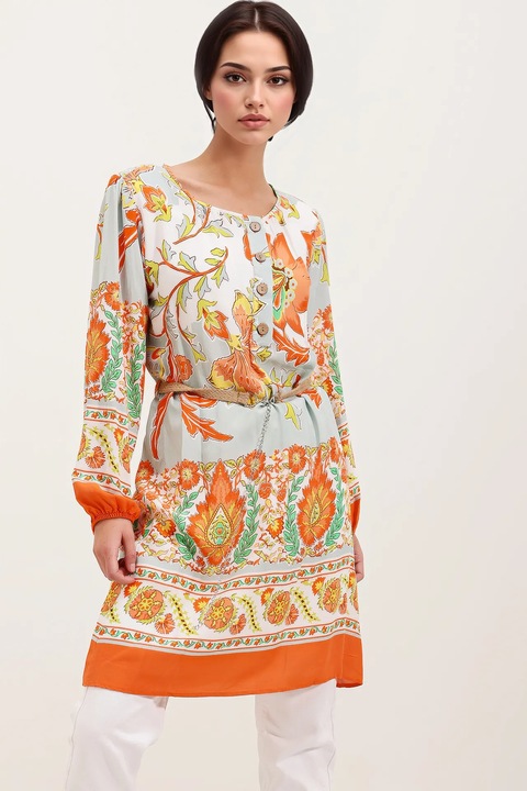 Rochie mini dama, HiCCUP, viscoza satinata, Portocaliu