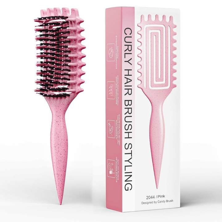 Perie Bucle, DUAIU, Dinti Laterali, Par Cret Natural, Usoara, Roz