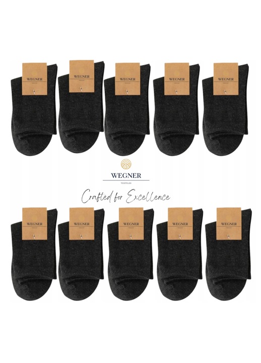 Set 10 Perechi Sosete Barbati Bawelniane Negre 39-43